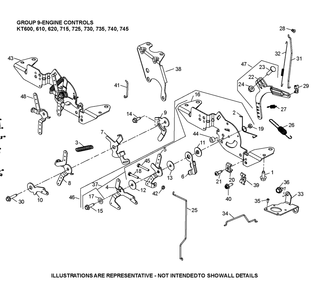 Kt735-3092 Engine Controls Diagram and Parts List for KT735-3092  Cub Cadet Lawn Tractor
